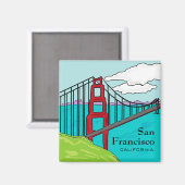 Aimant de pont de porte doré San Francisco Cali (Recto/Verso)