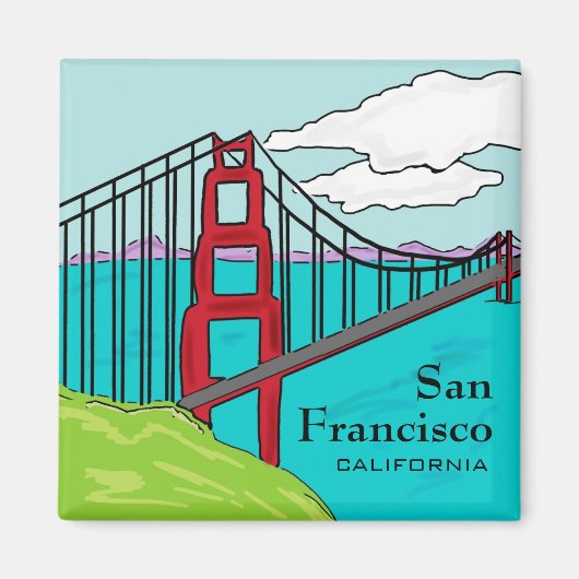 Aimant de pont de porte doré San Francisco Cali (Devant)