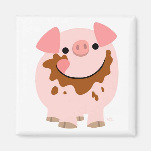 Aimant de porc au chocolat au dessin animé (Devant)
