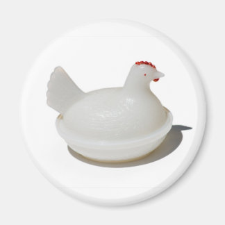 Aimant de poulet en verre antique