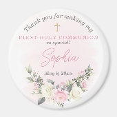 Aimant de première communion rose (Devant)