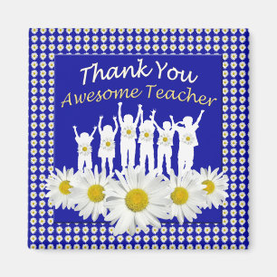 Aimant de professeur de Merci avec des marguerites