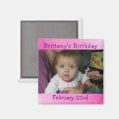 Aimant de rappel d'anniversaire rose personnalisé (Recto/Verso)