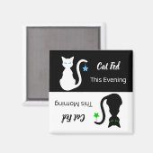 Aimant de rappel de la Fed de chat blanc/noir (Recto/Verso)