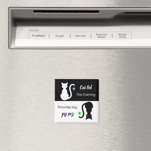 Aimant de rappel de la Fed de chat blanc/noir (In Situ (Lave-vaisselle))