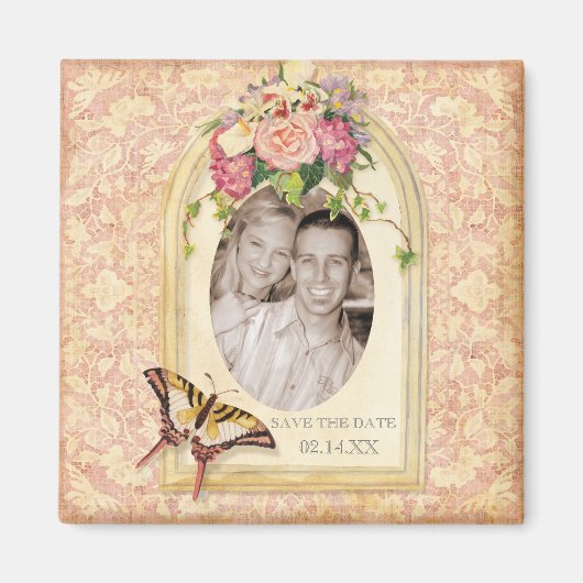 Aimant de rappel de mariage à l'ancienne Rose Vict (Devant)