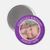 Aimant de rappel personnalisé violet d'anniversair (Recto/Verso)