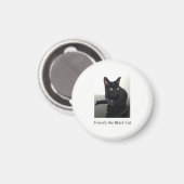 Aimant de réfrigérateur de chat noir - rond (Recto/Verso)