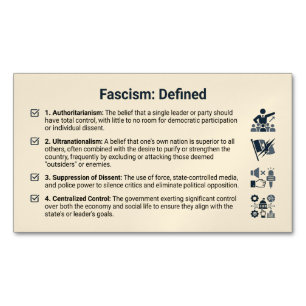 Aimant de réfrigérateur définissant le fascisme