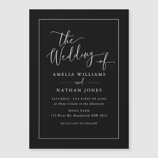 Aimant de réfrigérateur noir blanc Faire-part de m (Devant)