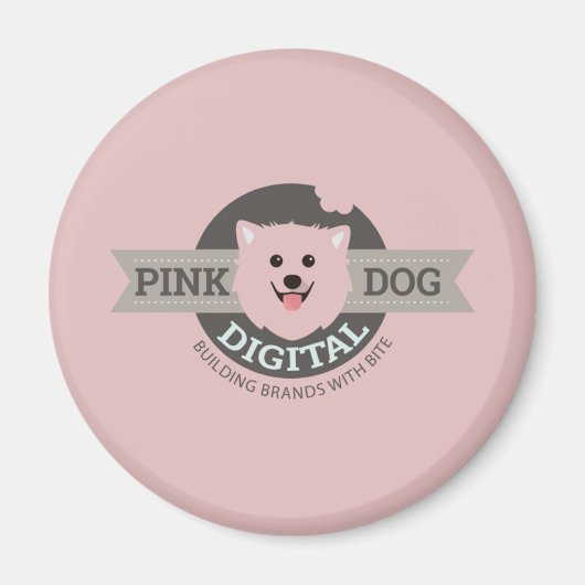 Aimant de réfrigérateur numérique Pink Dog Digital (Devant)