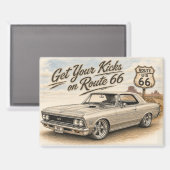 Aimant de réfrigérateur Route 66 vintage (Recto/Verso)