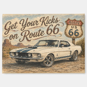 Aimant de réfrigérateur Route 66 Vintage