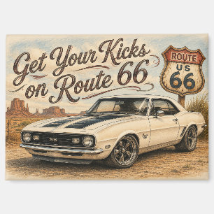 Aimant de réfrigérateur Route 66 Vintage
