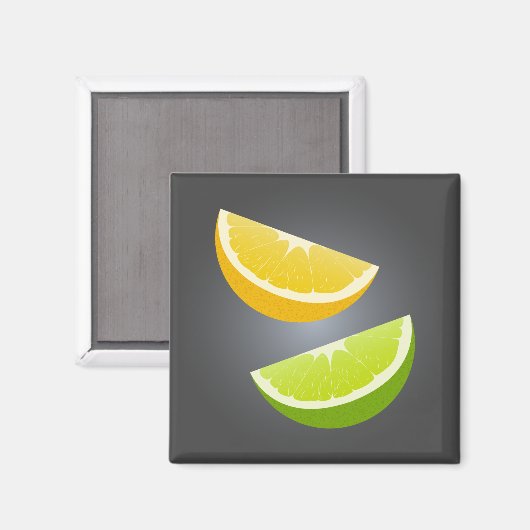 Aimant de réfrigérateur tranche de citron & lime (Recto/Verso)