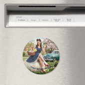 Aimant de réfrigérateur vintage pin-up de Pâques - (In Situ (Lave-vaisselle))