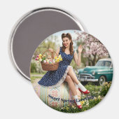 Aimant de réfrigérateur vintage pin-up de Pâques - (Recto/Verso)