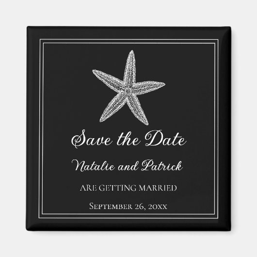 Aimant de sauvegarde de date Black Starfish (Devant)
