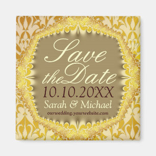Aimant de sauvegarde de date Bohème Vintage Damass