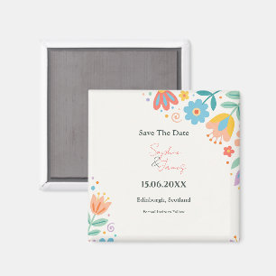 Aimant de sauvegarde de date de mariage floral rét