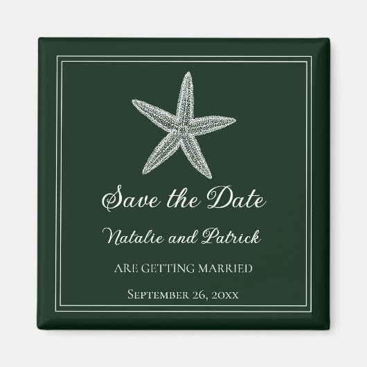 Aimant de sauvegarde de date étoile de mer vert ém (Devant)