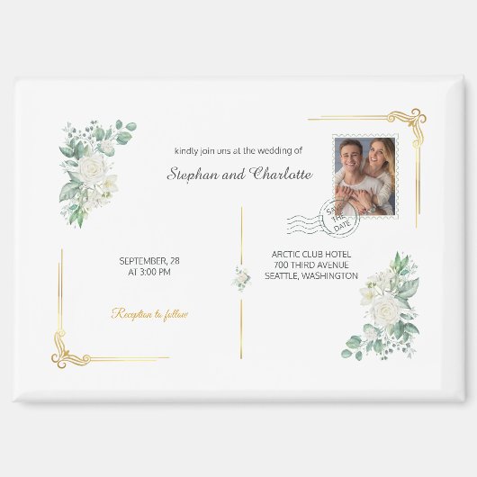 Aimant de sauvegarde de date modifiable floral (Recto)