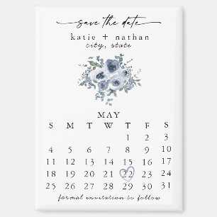 Aimant de sauvegarde de date poussiéreux bleu flor