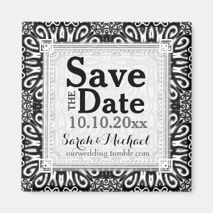 Aimant de sauvegarde de date sauvage Damask noir b