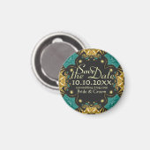 Aimant de sauvegarde de date tribal funky sarcelle (Recto/Verso)