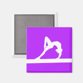 Aimant de silhouette de gymnaste violet (Recto/Verso)