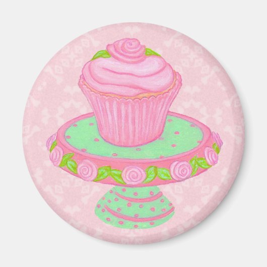 Aimant de soie de cupcake rose (Devant)