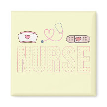 Aimant de soins infirmiers jaune et rose