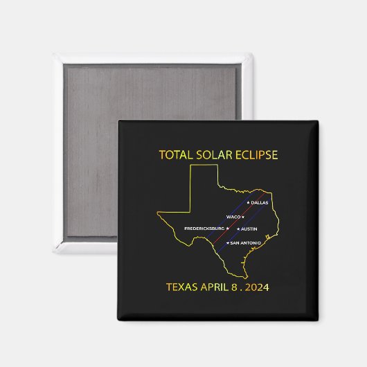 Aimant De Solar Eclipse 2024 Interactive Map Texas Eclips (Recto/Verso)