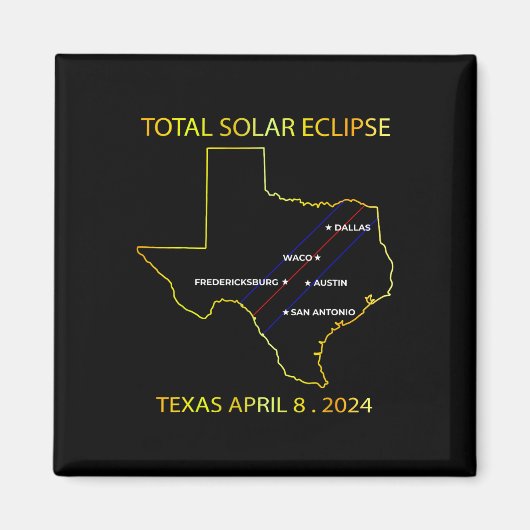 Aimant De Solar Eclipse 2024 Interactive Map Texas Eclips (Devant)