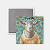 Aimant de style ferme avec chèvre sarcelle et jaun (Recto/Verso)