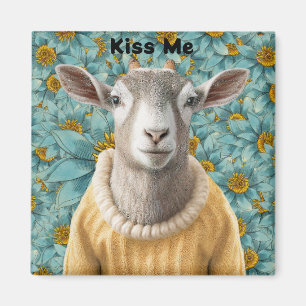 Aimant de style ferme avec chèvre sarcelle et jaun