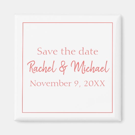 Aimant de Stylish Coral et White (Devant)