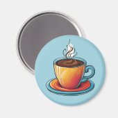 Aimant de tasse de café fumant (Recto/Verso)