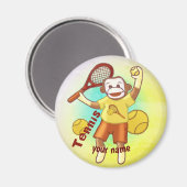 Aimant de tennis Sock Monkey (Recto/Verso)