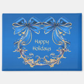 Aimant de vacances Blue Gold Flowers (Recto)