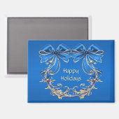 Aimant de vacances Blue Gold Flowers (Recto/Verso)