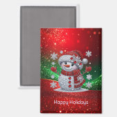 Aimant de vacances bonhomme de neige Strass (Recto/Verso)