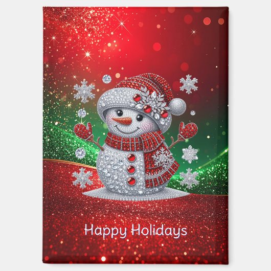 Aimant de vacances bonhomme de neige Strass (Recto)