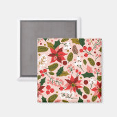 Aimant de vacances d'hiver de Poinsettia (Recto/Verso)