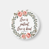 Aimant de verset biblique sur l'amour patient (Devant)