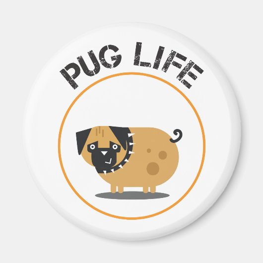 Aimant de vie de chien Pug (Devant)