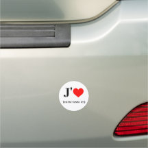 Aimant de voiture J'aime (votre texte ici)