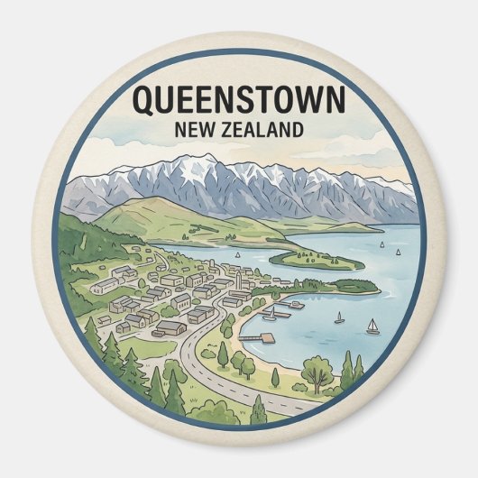 Aimant de voyage Queenstown Nouvelle-Zélande (Devant)