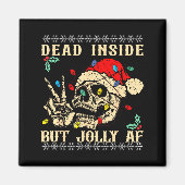 Aimant Dead Inside But Jolly Af Funny Skeleton Santa Hat  (Devant)