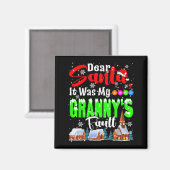 Aimant Dear Santa It Was My Granny's Fault Santa Naughty  (Recto/Verso)